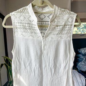 Blu Pepper Cream Tank with Embroidered top
